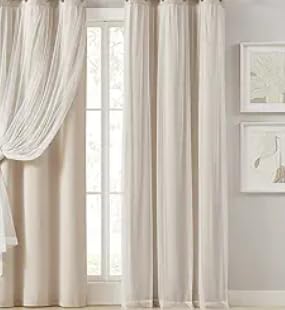 100% Blackout Curtains for Bedroom, Double Layer Pink Curtains, Black Out Curtain 84 inch Long with Sheer Overlay for Living Room, Room Darkening Window Drapes with Grommet, 52" W x 84" L