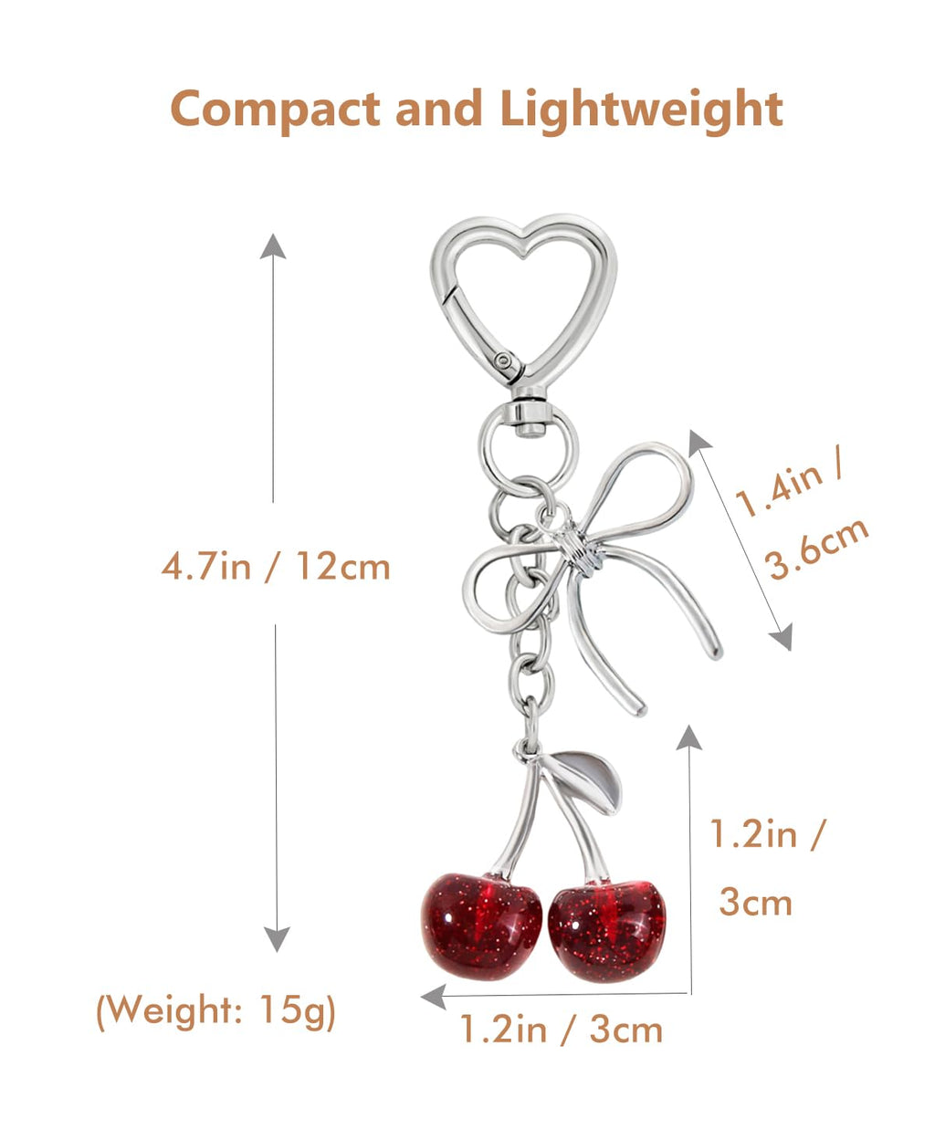Rikhiua Cute Cherry Keychain Bag Charm Elegant Bow Keychain for Women Friends Family Birthday Christmas Inspirational Gift