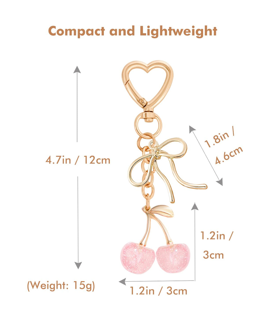 Rikhiua Cute Cherry Keychain Bag Charm Elegant Bow Keychain for Women Friends Family Birthday Christmas Inspirational Gift