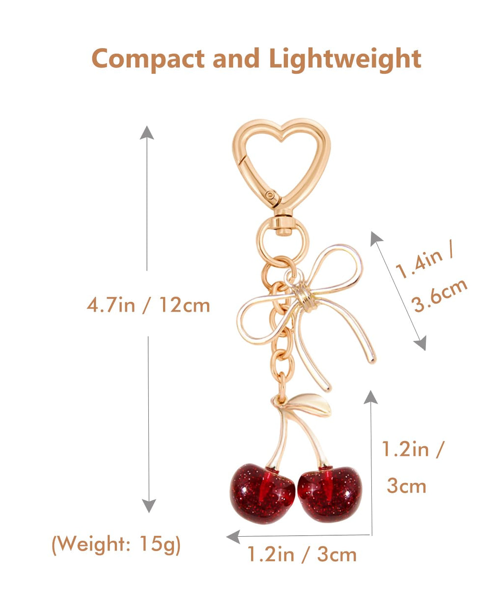 Rikhiua Cute Cherry Keychain Bag Charm Elegant Bow Keychain for Women Friends Family Birthday Christmas Inspirational Gift