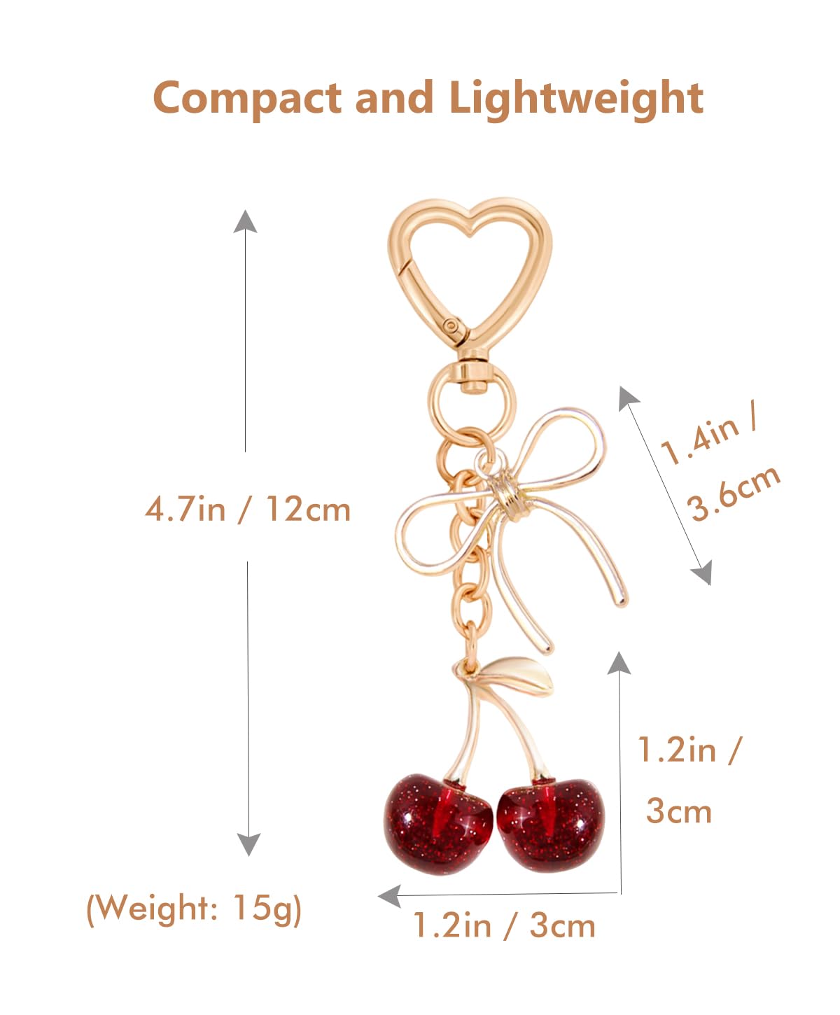 Rikhiua Cute Cherry Keychain Bag Charm Elegant Bow Keychain for Women Friends Family Birthday Christmas Inspirational Gift