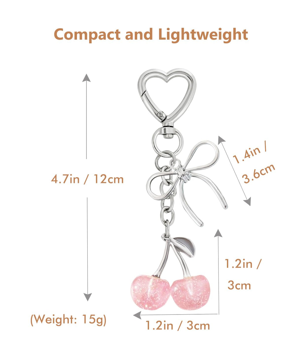 Rikhiua Cute Cherry Keychain Bag Charm Elegant Bow Keychain for Women Friends Family Birthday Christmas Inspirational Gift