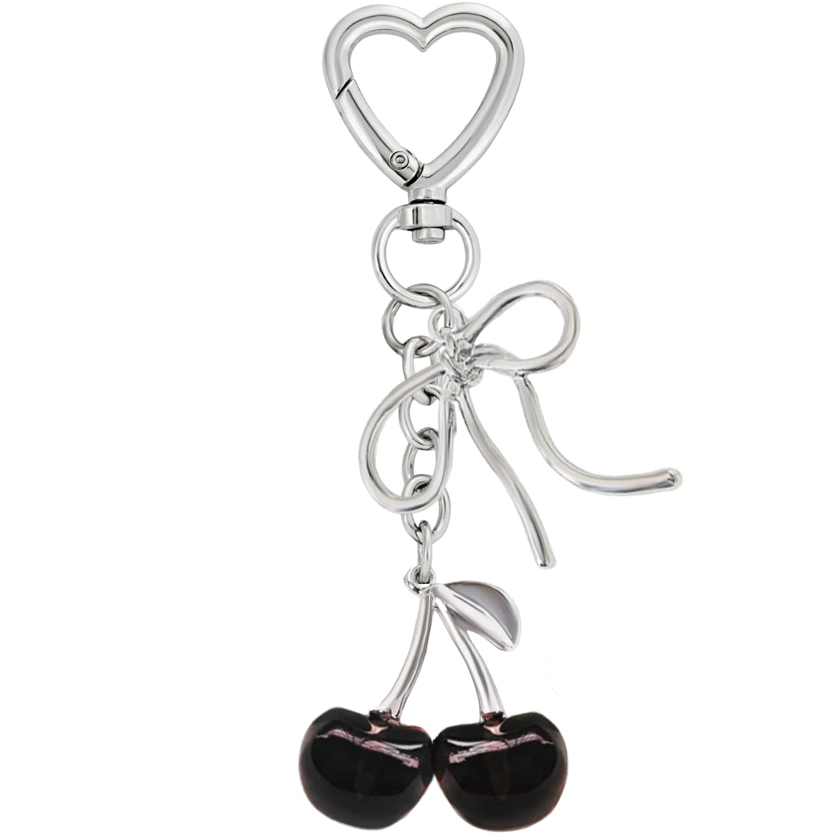 Rikhiua Cute Cherry Keychain Bag Charm Elegant Bow Keychain for Women Friends Family Birthday Christmas Inspirational Gift