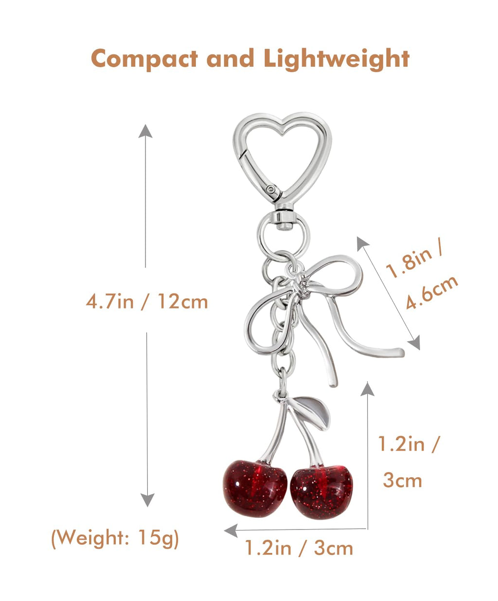 Rikhiua Cute Cherry Keychain Bag Charm Elegant Bow Keychain for Women Friends Family Birthday Christmas Inspirational Gift