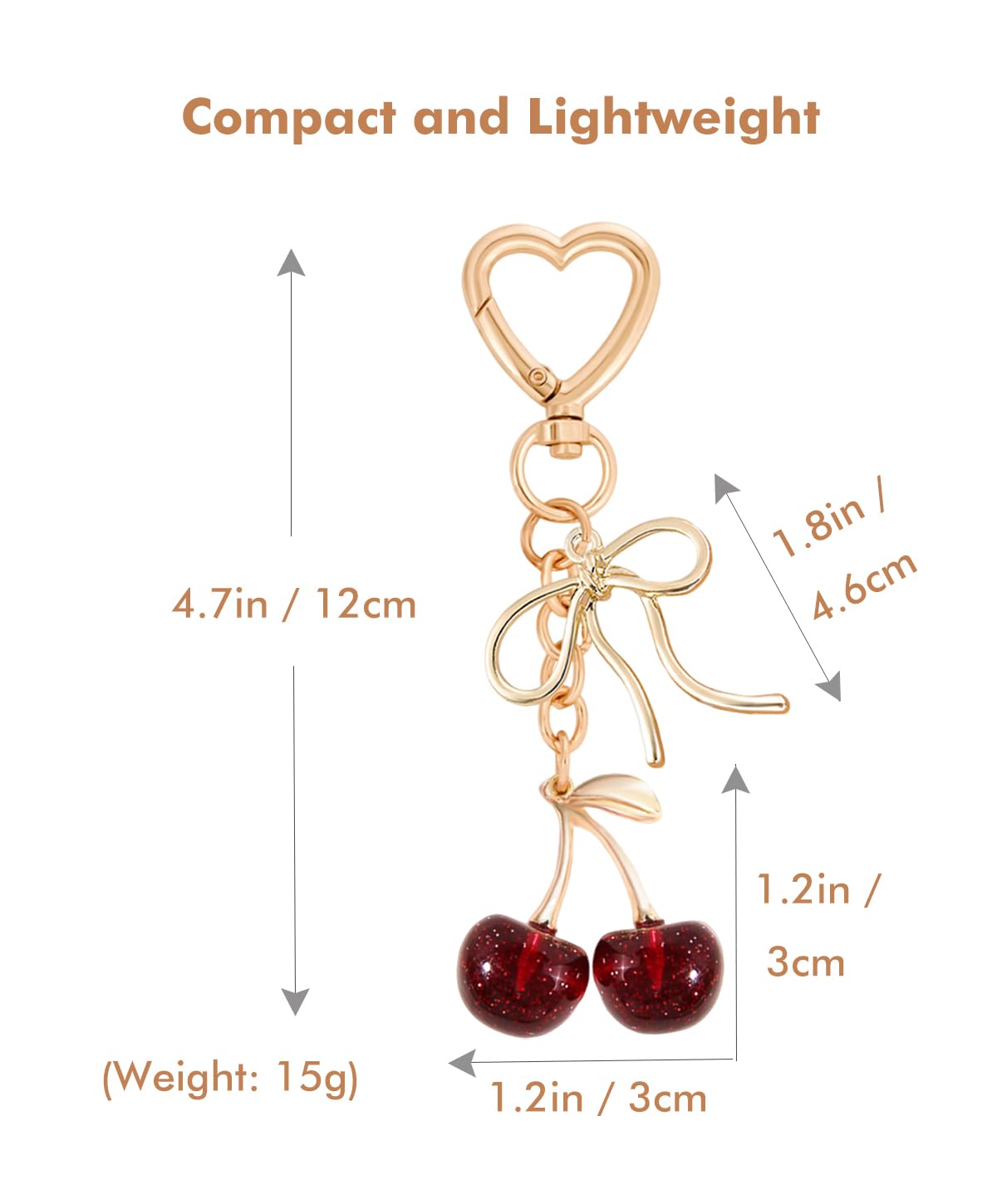 Rikhiua Cute Cherry Keychain Bag Charm Elegant Bow Keychain for Women Friends Family Birthday Christmas Inspirational Gift