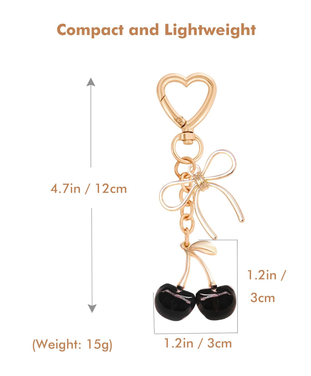 Rikhiua Cute Cherry Keychain Bag Charm Elegant Bow Keychain for Women Friends Family Birthday Christmas Inspirational Gift