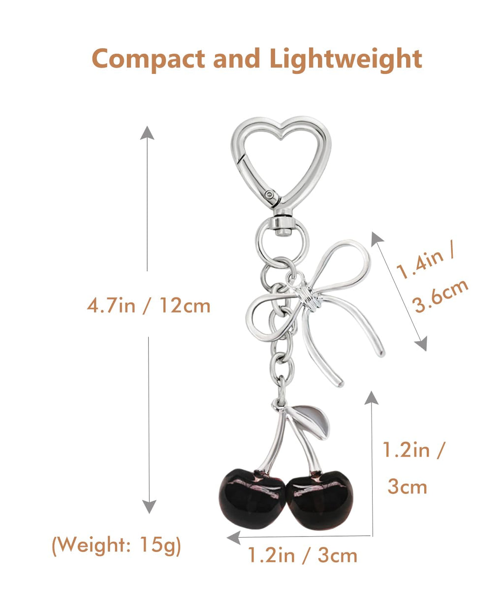 Rikhiua Cute Cherry Keychain Bag Charm Elegant Bow Keychain for Women Friends Family Birthday Christmas Inspirational Gift