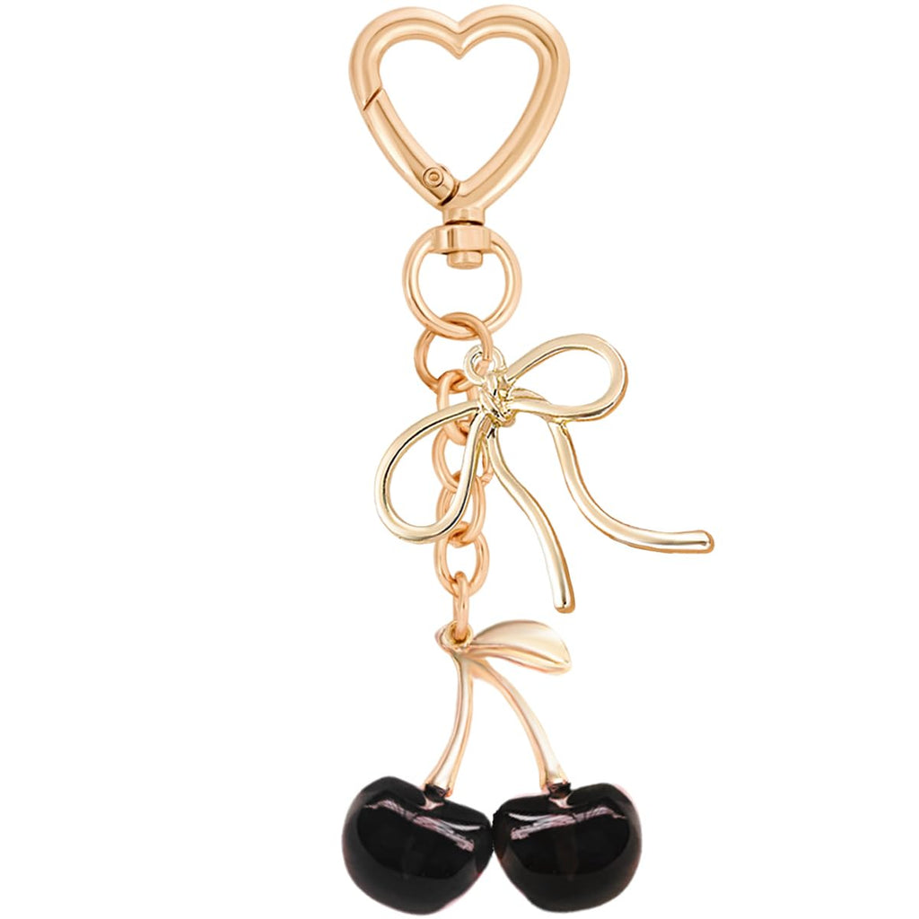 Rikhiua Cute Cherry Keychain Bag Charm Elegant Bow Keychain for Women Friends Family Birthday Christmas Inspirational Gift
