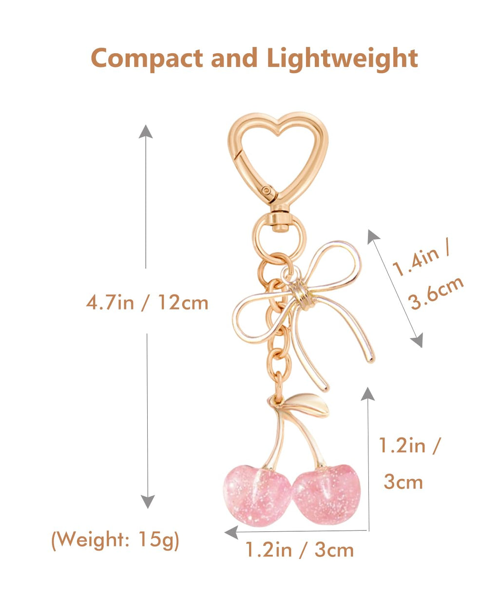 Rikhiua Cute Cherry Keychain Bag Charm Elegant Bow Keychain for Women Friends Family Birthday Christmas Inspirational Gift