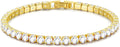 3mm/4mm Cubic Zirconia Classic Tennis Bracelet 14K Gold Plated/Silver Bracelets for Women Size 6.5-7.5 Inch