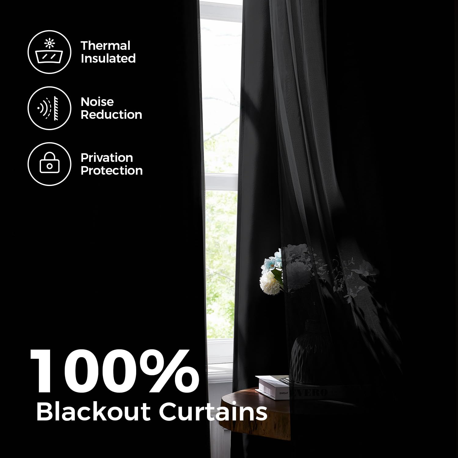 100% Blackout Curtains for Bedroom, Double Layer Pink Curtains, Black Out Curtain 84 inch Long with Sheer Overlay for Living Room, Room Darkening Window Drapes with Grommet, 52" W x 84" L