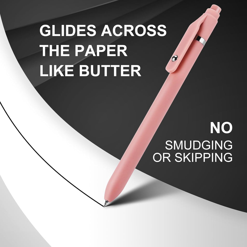 thinkor Pink Gel Pens Black Ink, 7 Pcs 0.5mm Quick Dry Fine Point Smooth Writing Pens, Cute Office School Supplies Gifts for Women Student