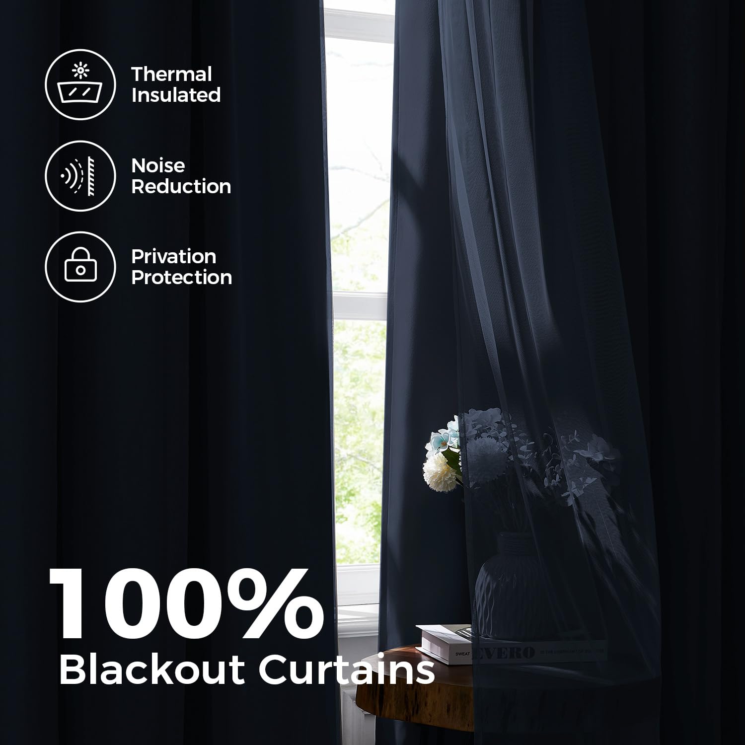 100% Blackout Curtains for Bedroom, Double Layer Pink Curtains, Black Out Curtain 84 inch Long with Sheer Overlay for Living Room, Room Darkening Window Drapes with Grommet, 52" W x 84" L