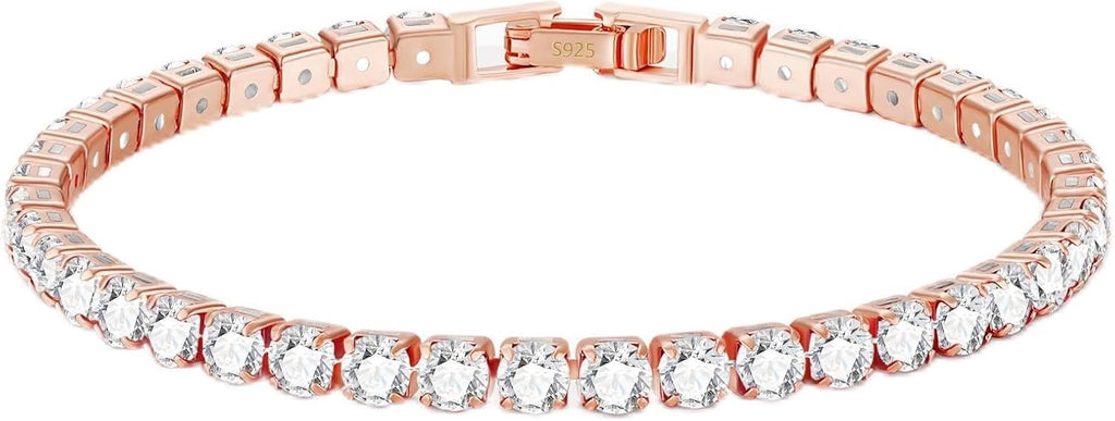 3mm/4mm Cubic Zirconia Classic Tennis Bracelet 14K Gold Plated/Silver Bracelets for Women Size 6.5-7.5 Inch