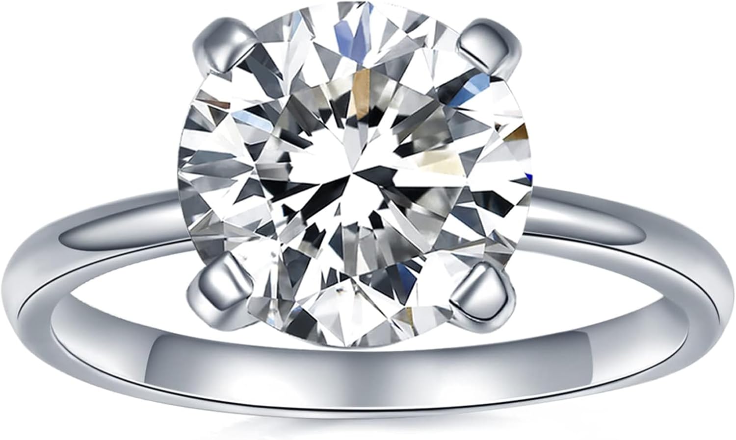 IMOLOVE Solitaire Moissanite Engagement Ring, 1CT D Color VVS1 Clarity, 925 Sterling Silver with 18K White Gold Plated, Ideal Gift for Women