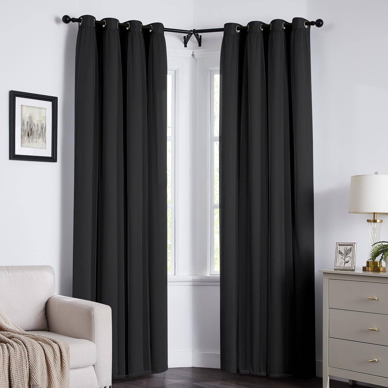 100% Blackout Curtains for Bedroom, Double Layer Pink Curtains, Black Out Curtain 84 inch Long with Sheer Overlay for Living Room, Room Darkening Window Drapes with Grommet, 52" W x 84" L