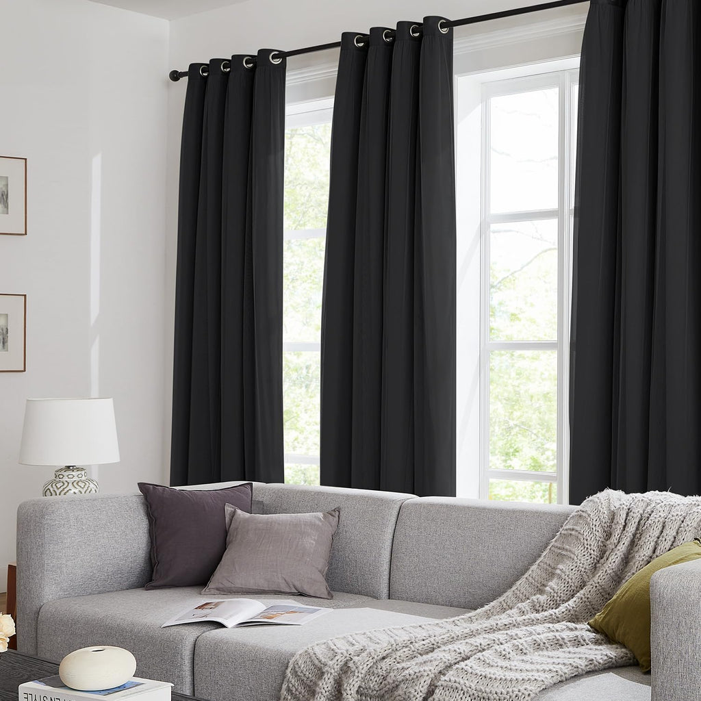 100% Blackout Curtains for Bedroom, Double Layer Pink Curtains, Black Out Curtain 84 inch Long with Sheer Overlay for Living Room, Room Darkening Window Drapes with Grommet, 52" W x 84" L