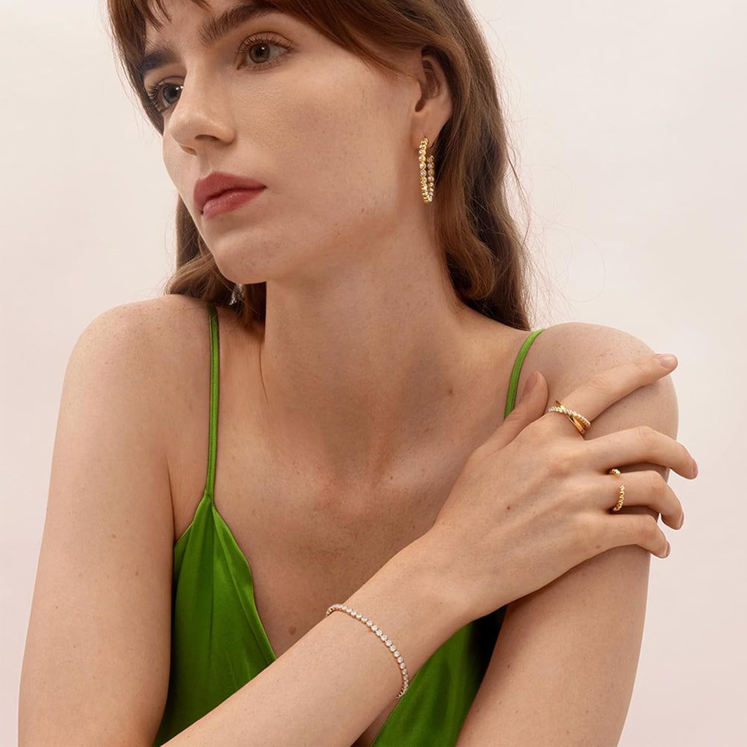 3mm/4mm Cubic Zirconia Classic Tennis Bracelet 14K Gold Plated/Silver Bracelets for Women Size 6.5-7.5 Inch