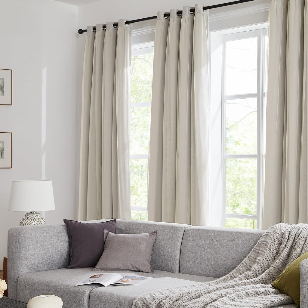 100% Blackout Curtains for Bedroom, Double Layer Pink Curtains, Black Out Curtain 84 inch Long with Sheer Overlay for Living Room, Room Darkening Window Drapes with Grommet, 52" W x 84" L