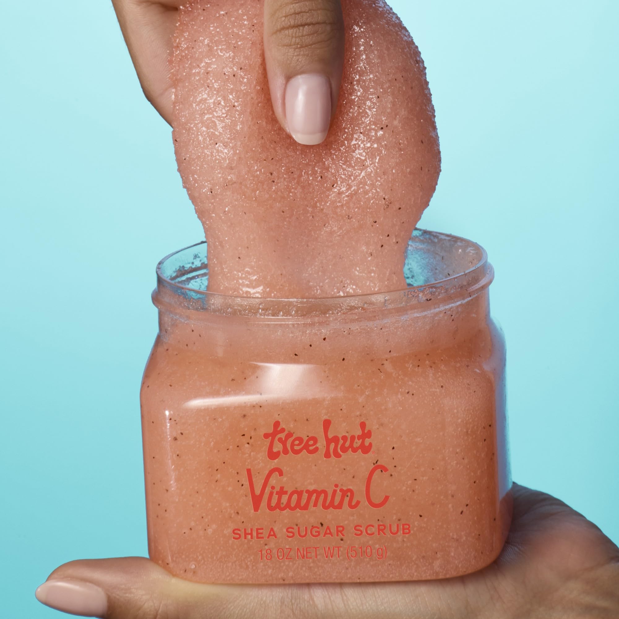 Tree Hut Pink Hibiscus Shea Sugar Scrub, Exfoliating, Hydrating & Moisturizing Body Scrub with Shea Butter & Nourishing Essential Oils, Smooth & Soften Skin, 18 oz