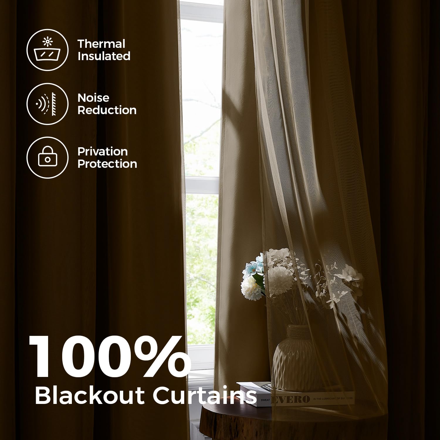 100% Blackout Curtains for Bedroom, Double Layer Pink Curtains, Black Out Curtain 84 inch Long with Sheer Overlay for Living Room, Room Darkening Window Drapes with Grommet, 52" W x 84" L