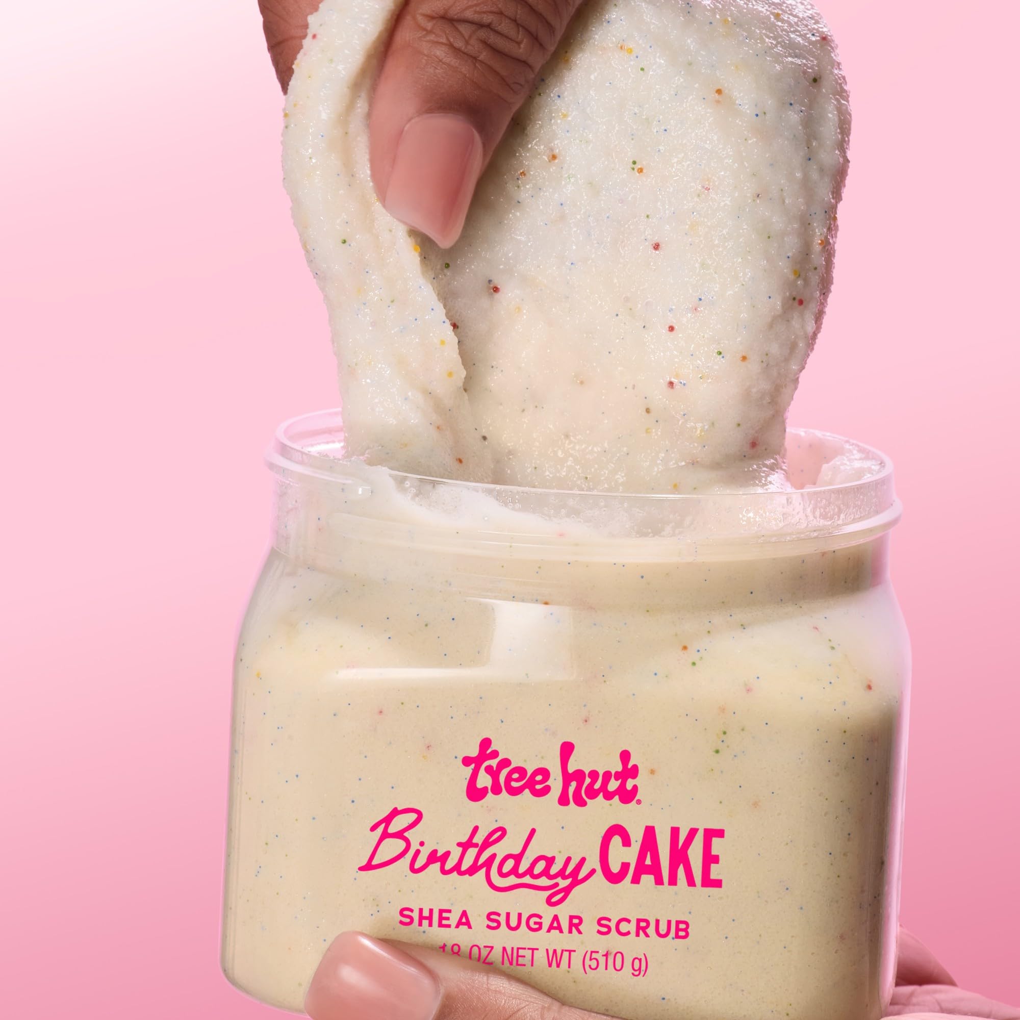 Tree Hut Pink Hibiscus Shea Sugar Scrub, Exfoliating, Hydrating & Moisturizing Body Scrub with Shea Butter & Nourishing Essential Oils, Smooth & Soften Skin, 18 oz