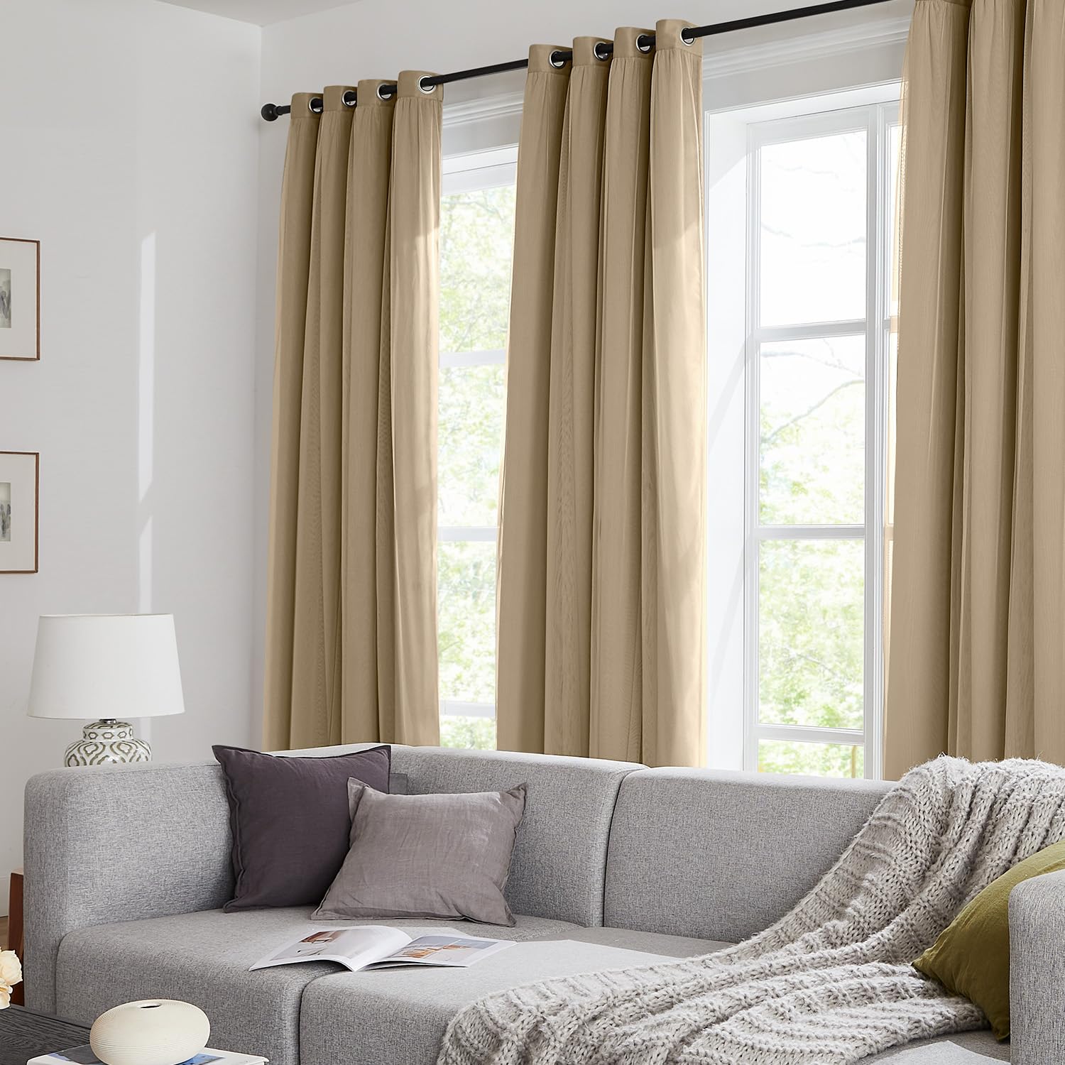 100% Blackout Curtains for Bedroom, Double Layer Pink Curtains, Black Out Curtain 84 inch Long with Sheer Overlay for Living Room, Room Darkening Window Drapes with Grommet, 52" W x 84" L