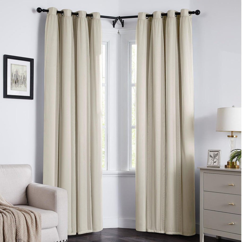 100% Blackout Curtains for Bedroom, Double Layer Pink Curtains, Black Out Curtain 84 inch Long with Sheer Overlay for Living Room, Room Darkening Window Drapes with Grommet, 52" W x 84" L