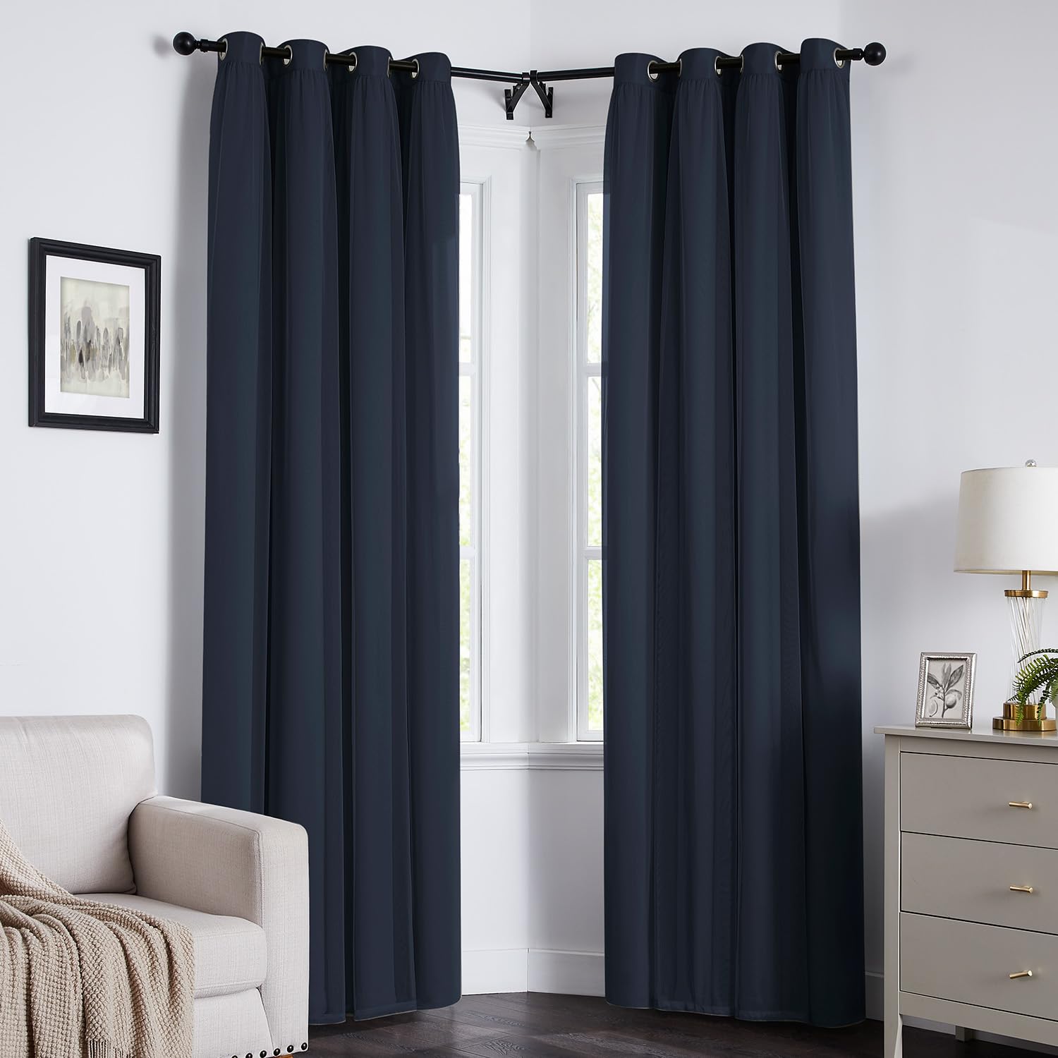 100% Blackout Curtains for Bedroom, Double Layer Pink Curtains, Black Out Curtain 84 inch Long with Sheer Overlay for Living Room, Room Darkening Window Drapes with Grommet, 52" W x 84" L