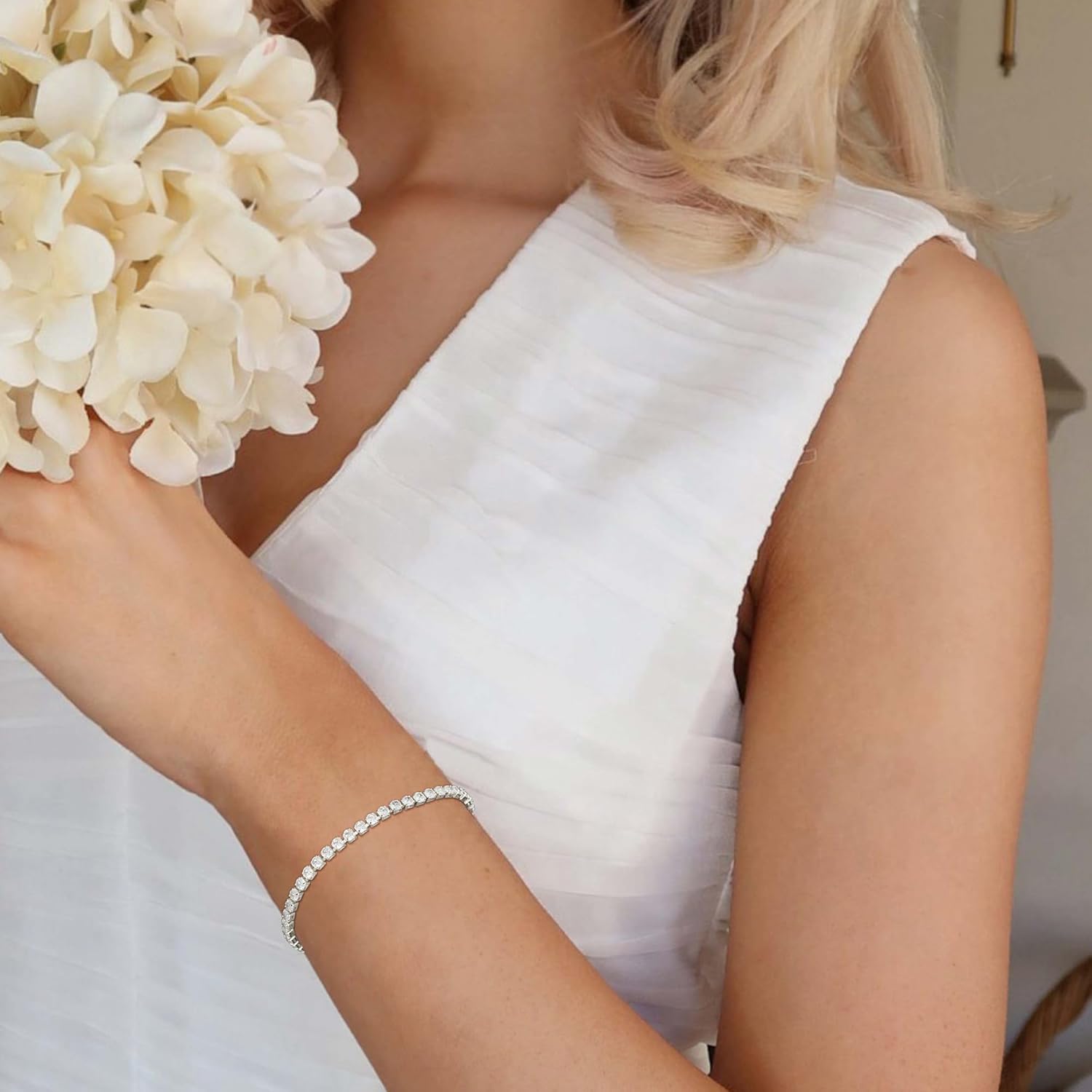 3mm/4mm Cubic Zirconia Classic Tennis Bracelet 14K Gold Plated/Silver Bracelets for Women Size 6.5-7.5 Inch