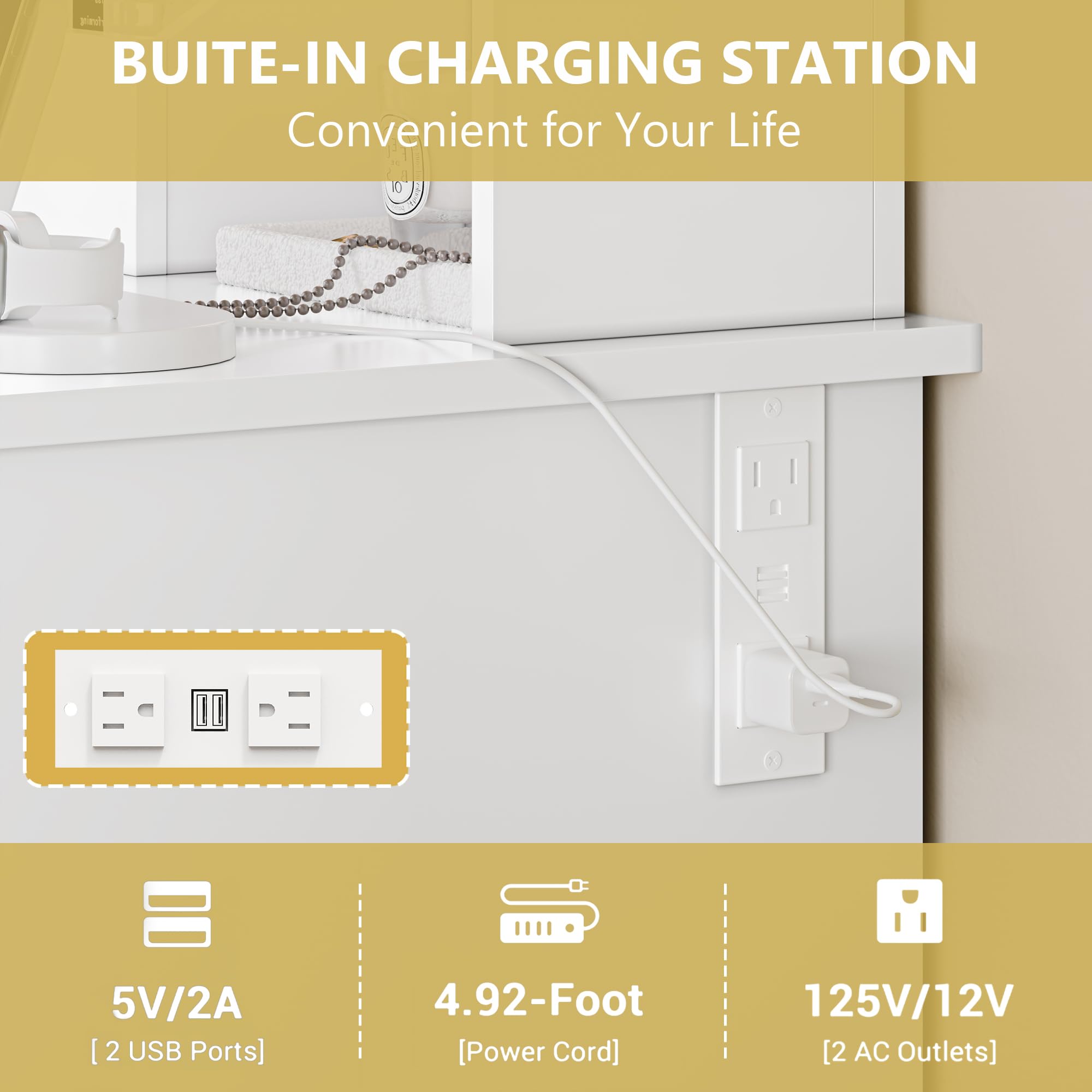Vanity Desk with Mirror and Lights, 43'' Pink Makeup Dressing Table Set with 5 Drawers & Chair, Power Outlet, 3 Lighting Modes Adjustable Brightness & RGB LED for Women Girls Bedroom Bathroom