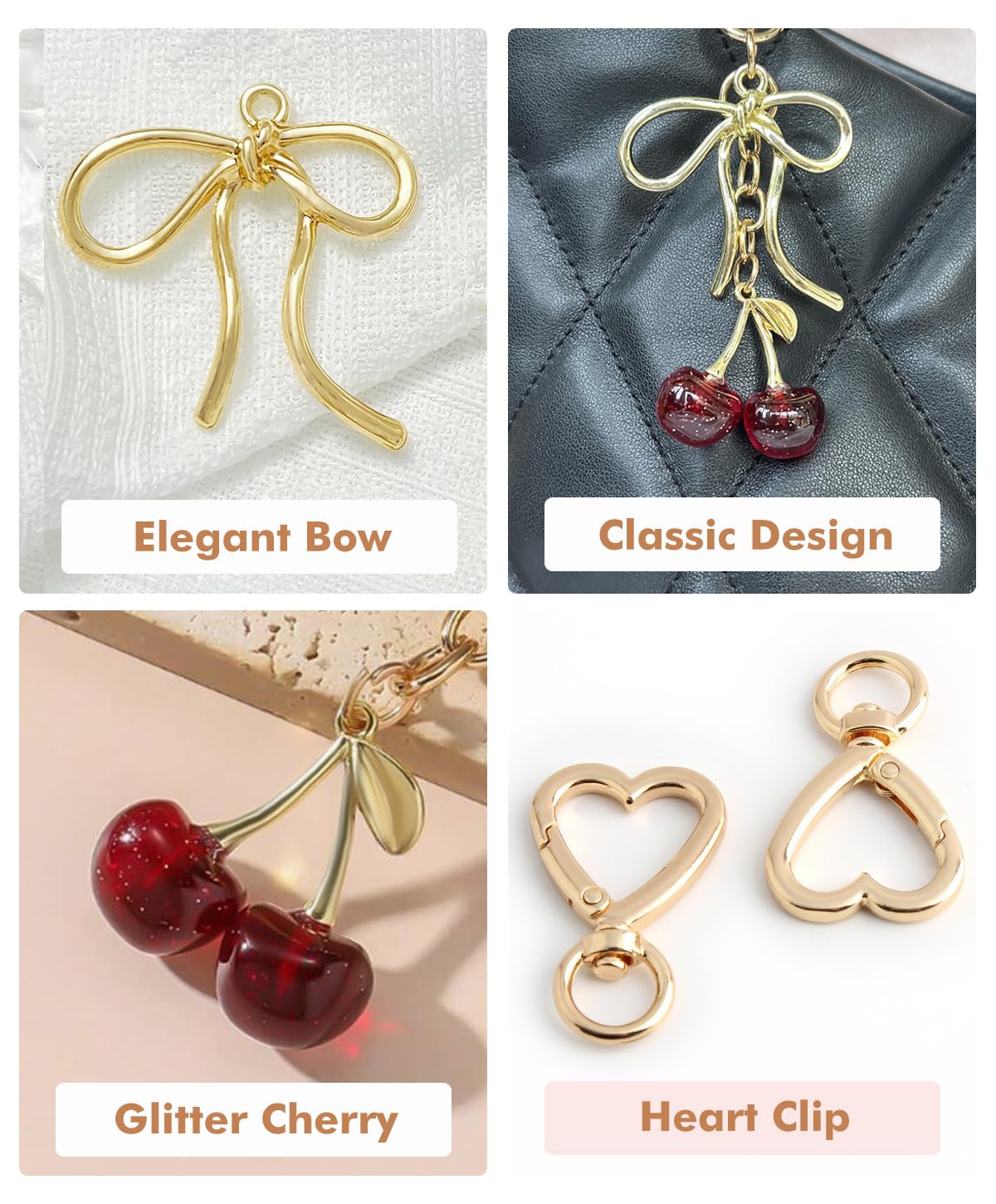 Rikhiua Cute Cherry Keychain Bag Charm Elegant Bow Keychain for Women Friends Family Birthday Christmas Inspirational Gift