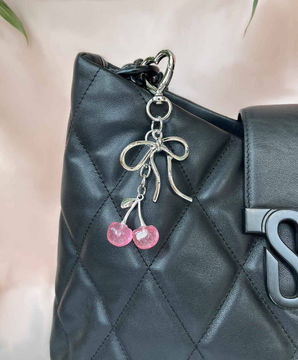 Rikhiua Cute Cherry Keychain Bag Charm Elegant Bow Keychain for Women Friends Family Birthday Christmas Inspirational Gift