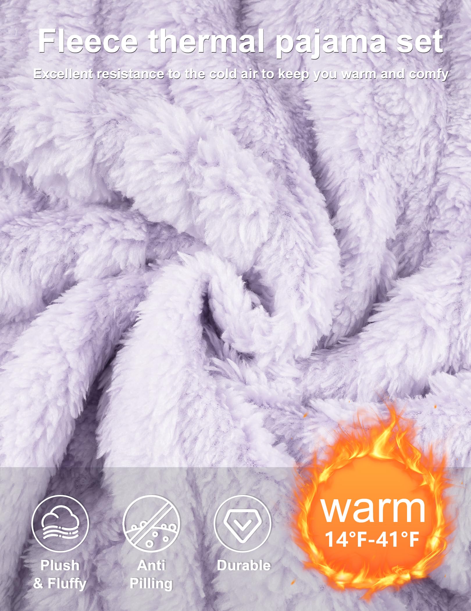 Pajamas Sets for Women Soft Comfy Fluffy Pajama Fleece Pullover Ribbed Pjs Warm Plush Lounge Sleepwear