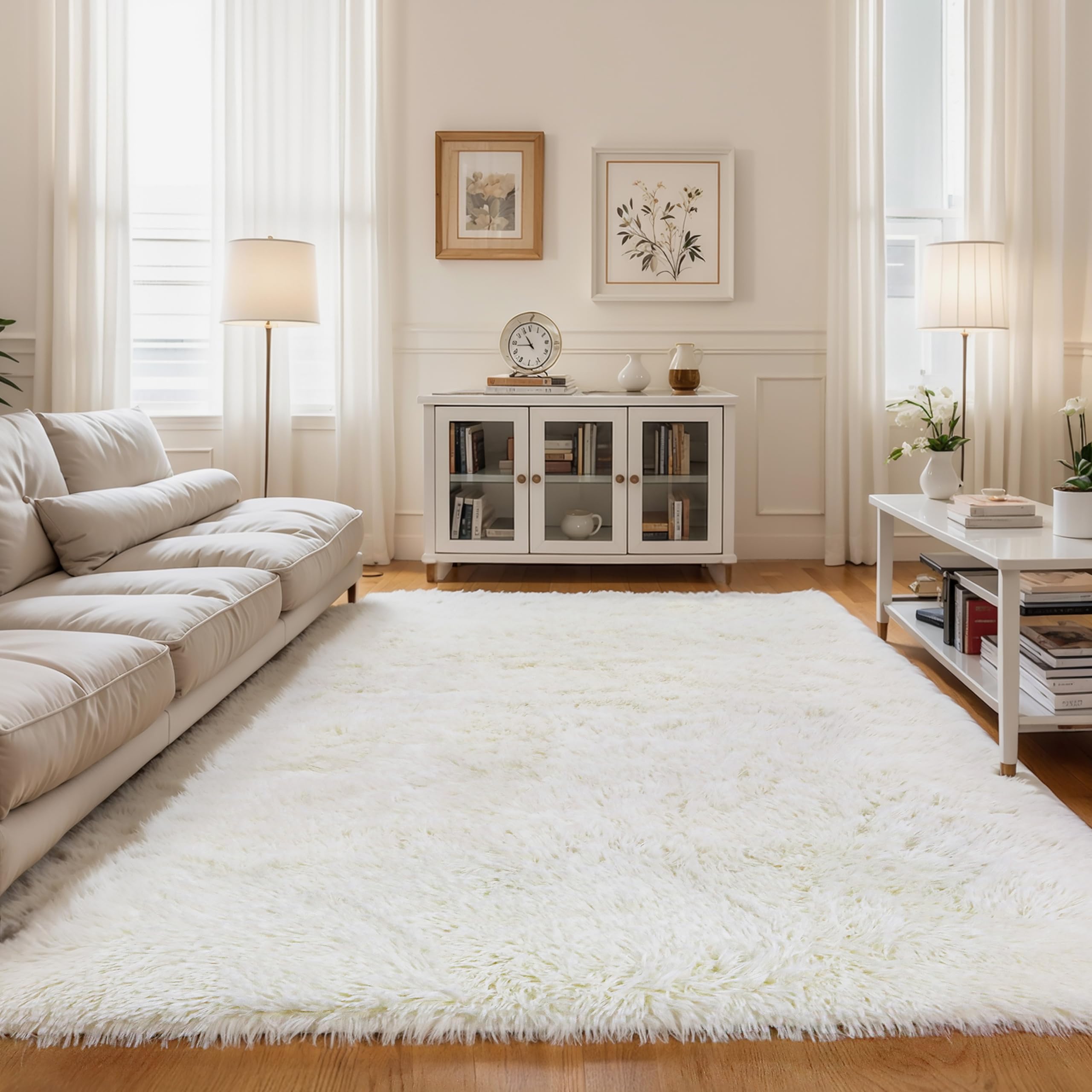 Pink Fluffy 4x6 Area Rugs for Bedoom Girls, Soft Washable Fuzzy Furry Shag Rug for Kids Room, Nursery, Dorm Decor, Cute Plush Carpet for Baby Toddler