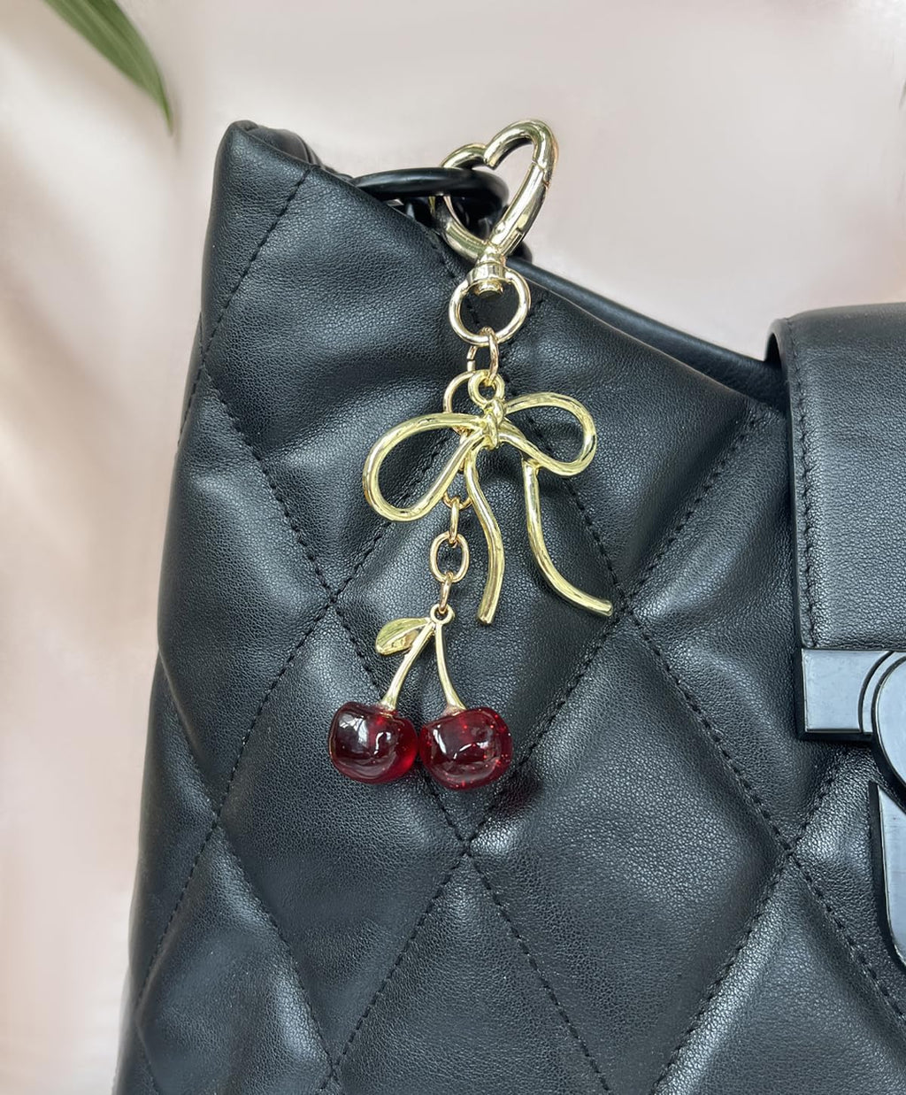 Rikhiua Cute Cherry Keychain Bag Charm Elegant Bow Keychain for Women Friends Family Birthday Christmas Inspirational Gift