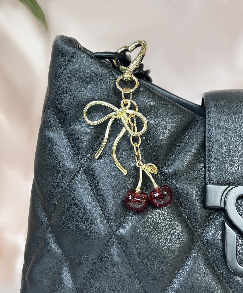 Rikhiua Cute Cherry Keychain Bag Charm Elegant Bow Keychain for Women Friends Family Birthday Christmas Inspirational Gift