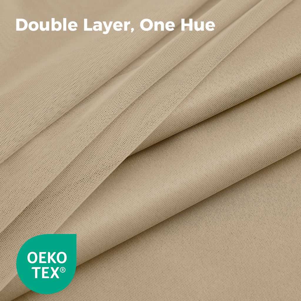 100% Blackout Curtains for Bedroom, Double Layer Pink Curtains, Black Out Curtain 84 inch Long with Sheer Overlay for Living Room, Room Darkening Window Drapes with Grommet, 52" W x 84" L