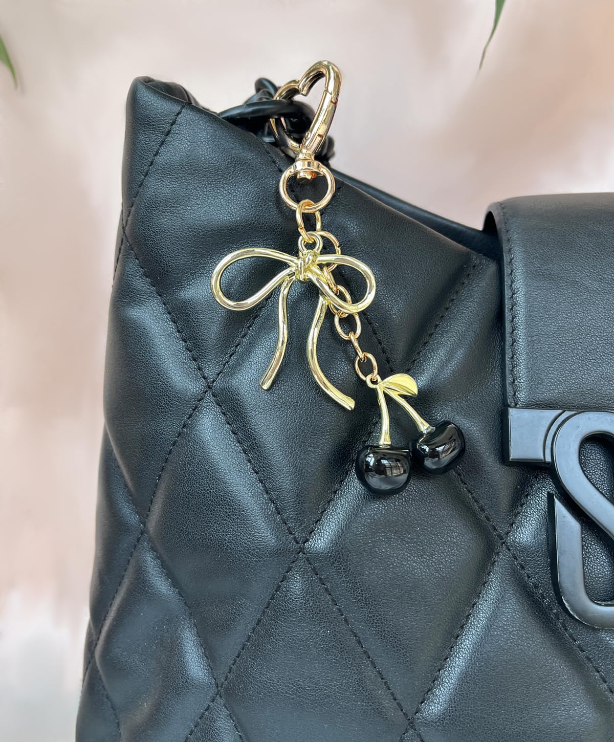 Rikhiua Cute Cherry Keychain Bag Charm Elegant Bow Keychain for Women Friends Family Birthday Christmas Inspirational Gift