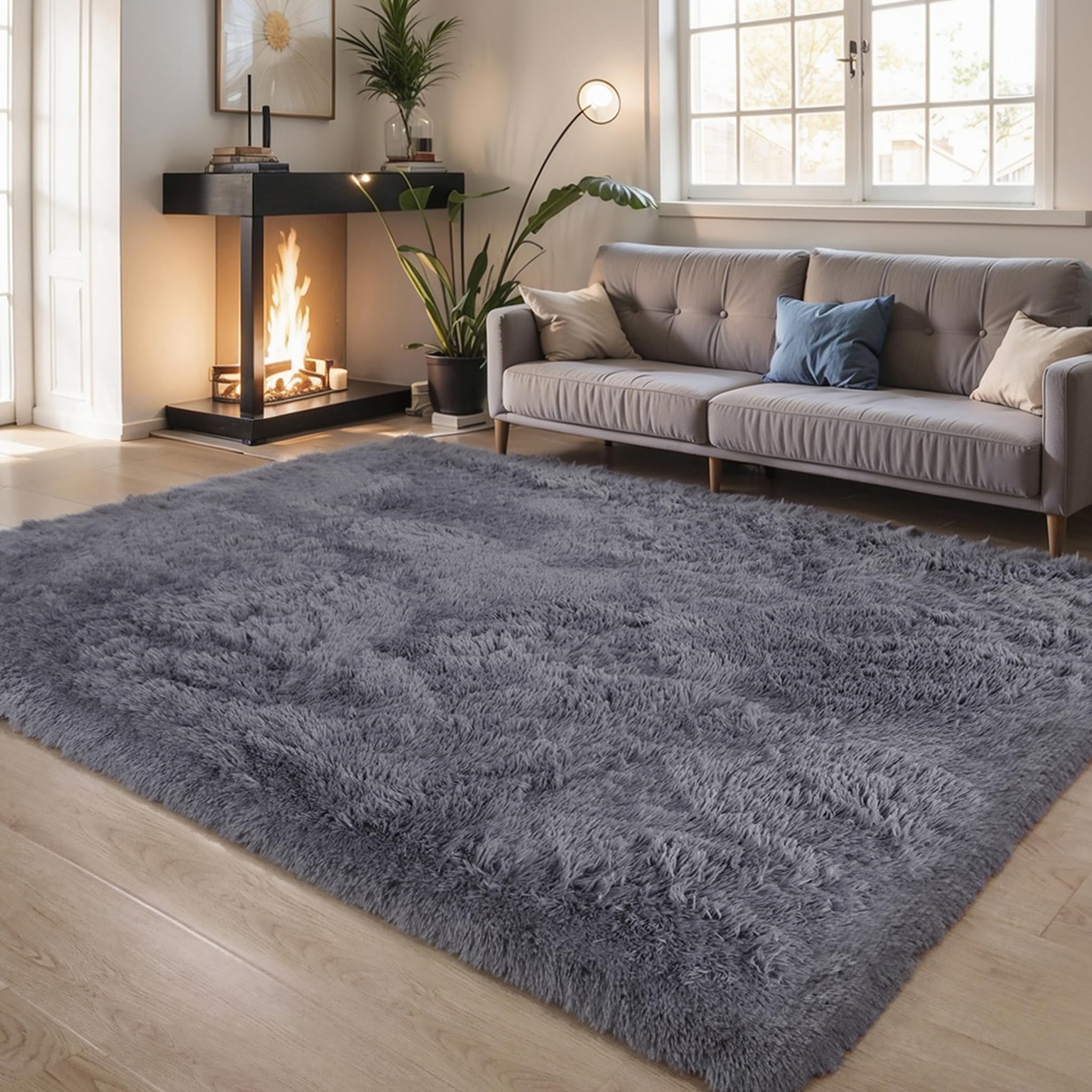 Pink Fluffy 4x6 Area Rugs for Bedoom Girls, Soft Washable Fuzzy Furry Shag Rug for Kids Room, Nursery, Dorm Decor, Cute Plush Carpet for Baby Toddler