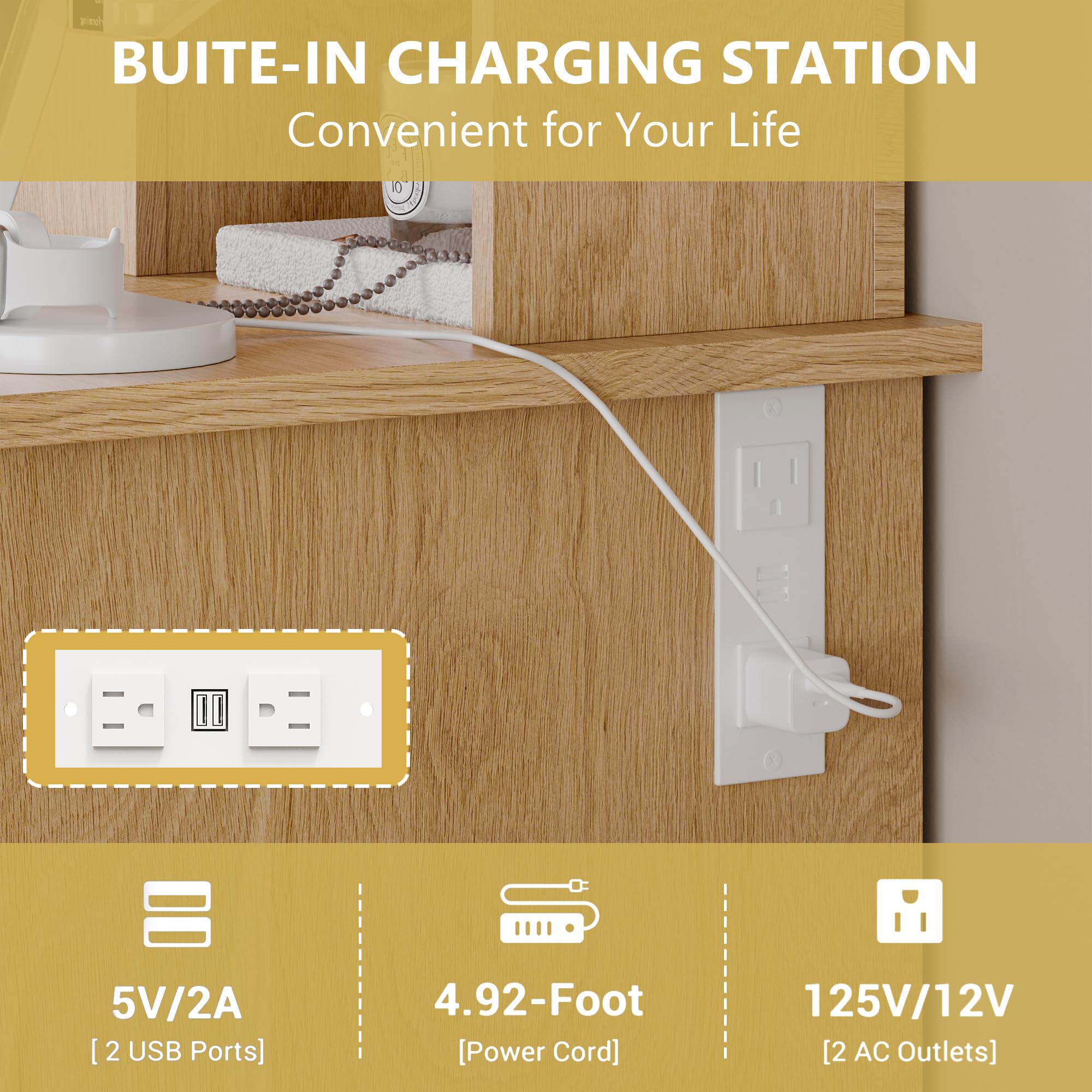 Vanity Desk with Mirror and Lights, 43'' Pink Makeup Dressing Table Set with 5 Drawers & Chair, Power Outlet, 3 Lighting Modes Adjustable Brightness & RGB LED for Women Girls Bedroom Bathroom