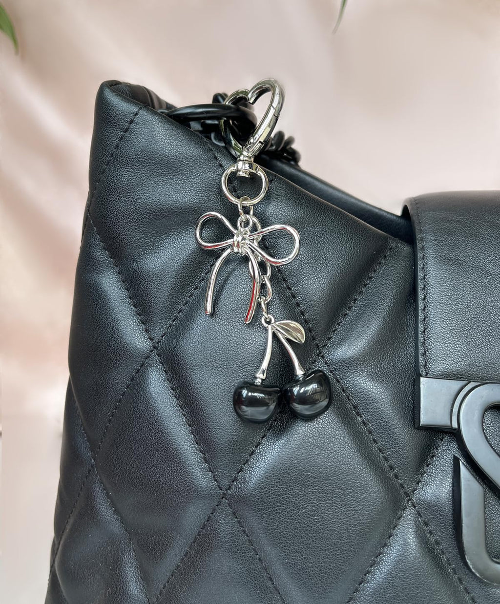 Rikhiua Cute Cherry Keychain Bag Charm Elegant Bow Keychain for Women Friends Family Birthday Christmas Inspirational Gift