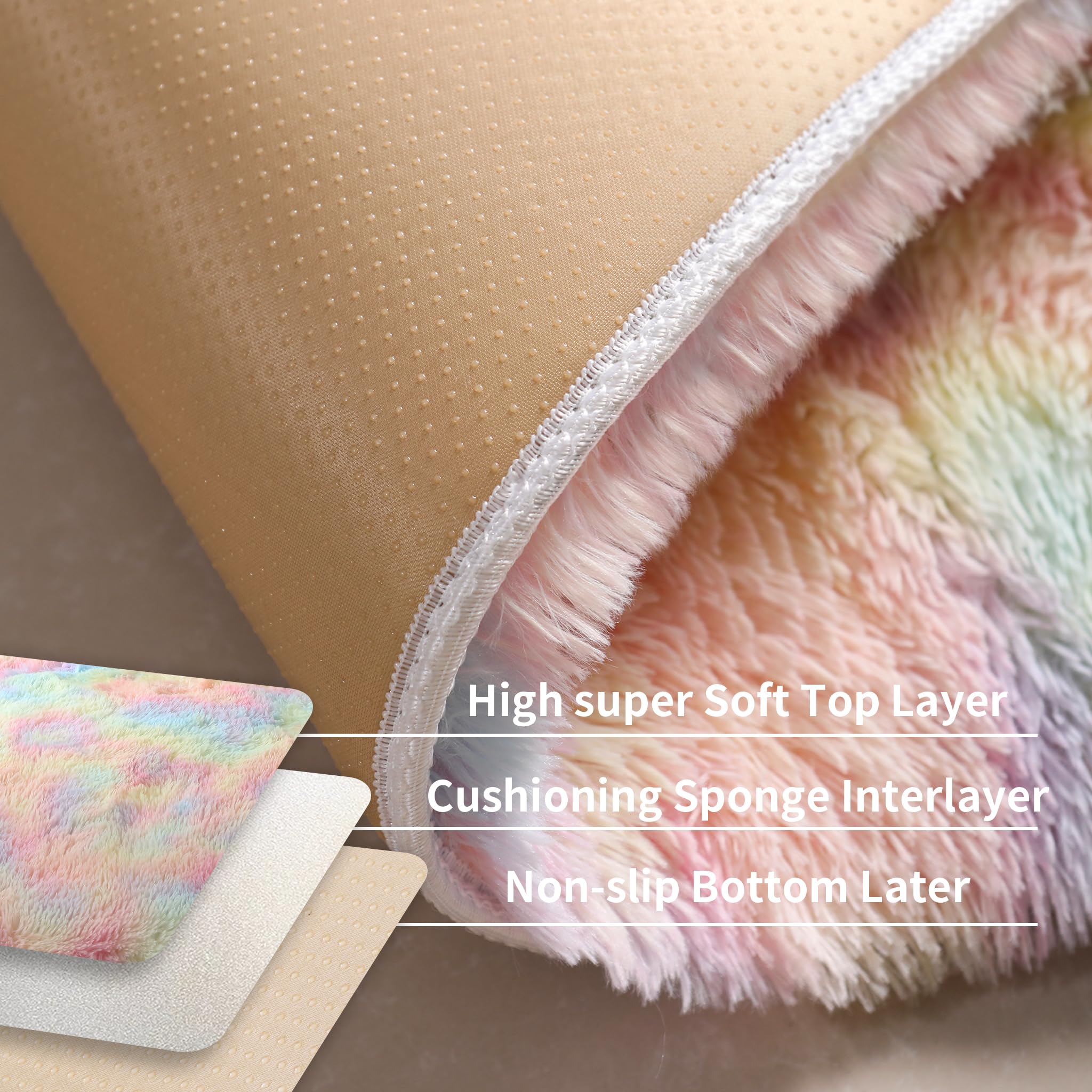 Pink Fluffy 4x6 Area Rugs for Bedoom Girls, Soft Washable Fuzzy Furry Shag Rug for Kids Room, Nursery, Dorm Decor, Cute Plush Carpet for Baby Toddler
