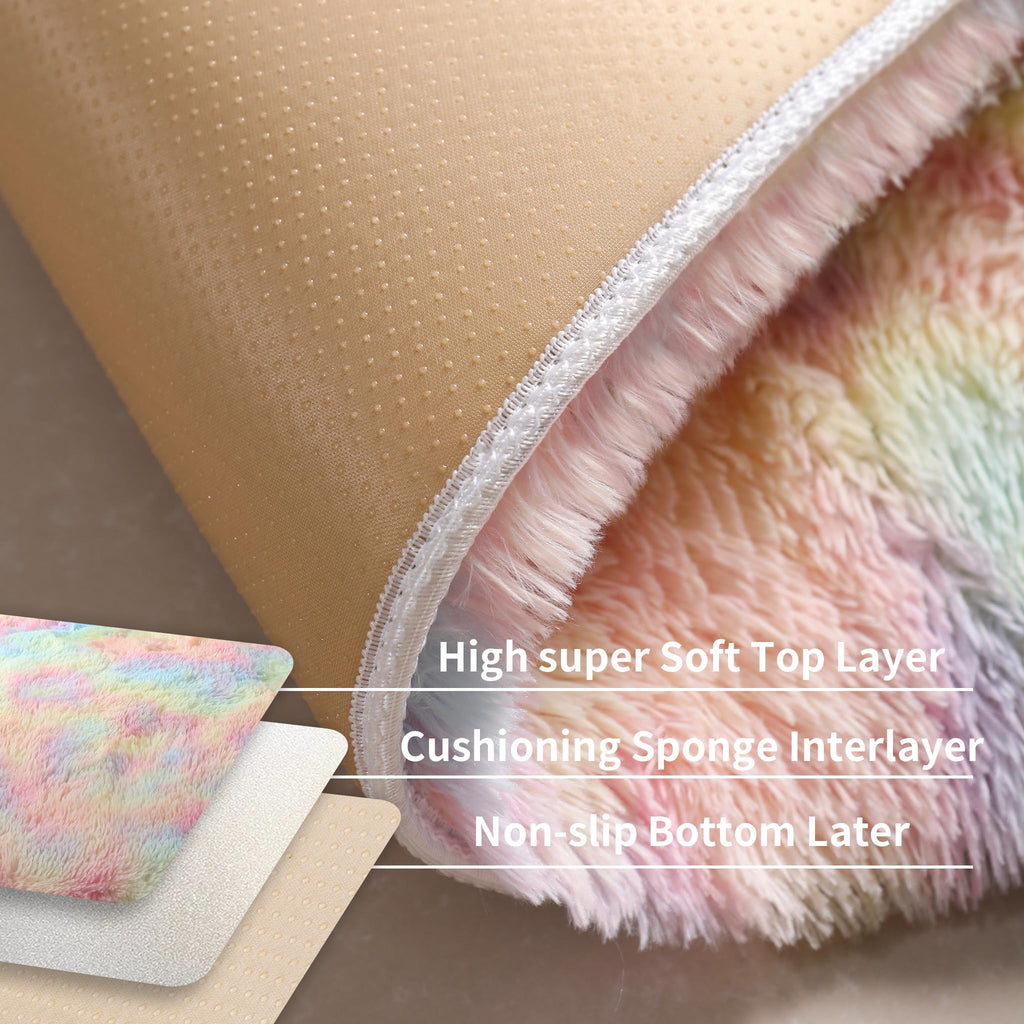 Pink Fluffy 4x6 Area Rugs for Bedoom Girls, Soft Washable Fuzzy Furry Shag Rug for Kids Room, Nursery, Dorm Decor, Cute Plush Carpet for Baby Toddler