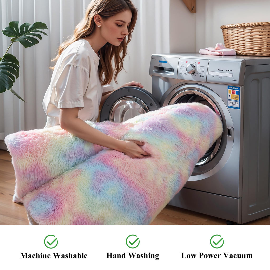 Pink Fluffy 4x6 Area Rugs for Bedoom Girls, Soft Washable Fuzzy Furry Shag Rug for Kids Room, Nursery, Dorm Decor, Cute Plush Carpet for Baby Toddler