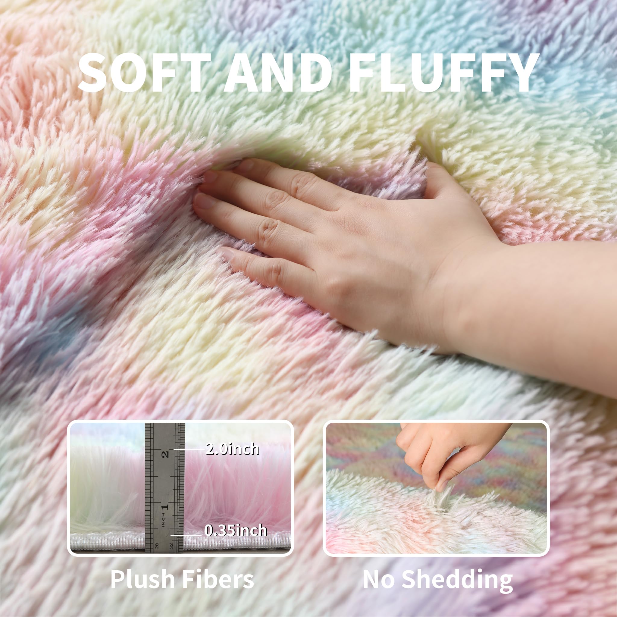 Pink Fluffy 4x6 Area Rugs for Bedoom Girls, Soft Washable Fuzzy Furry Shag Rug for Kids Room, Nursery, Dorm Decor, Cute Plush Carpet for Baby Toddler