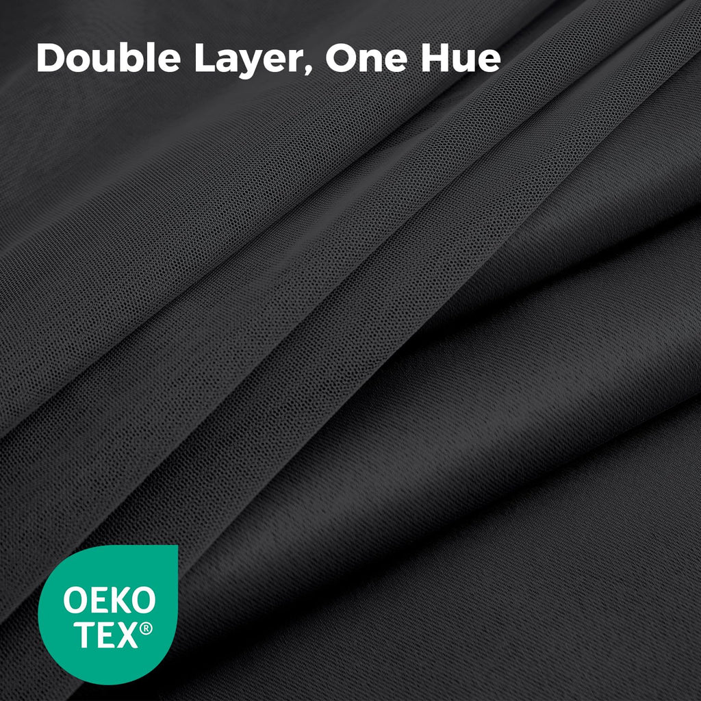 100% Blackout Curtains for Bedroom, Double Layer Pink Curtains, Black Out Curtain 84 inch Long with Sheer Overlay for Living Room, Room Darkening Window Drapes with Grommet, 52" W x 84" L