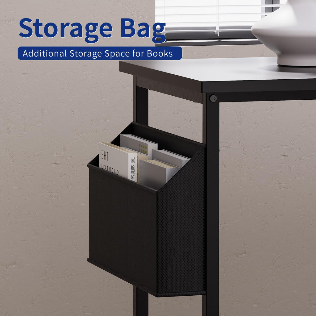 Pamray 43 Inch L Shaped Computer Desk with Reversible Side Storage Shelves, Small Corner Desk for Small Space Home Office,Writing Study Table PC Desk for Bedroom,Pink with White Leg