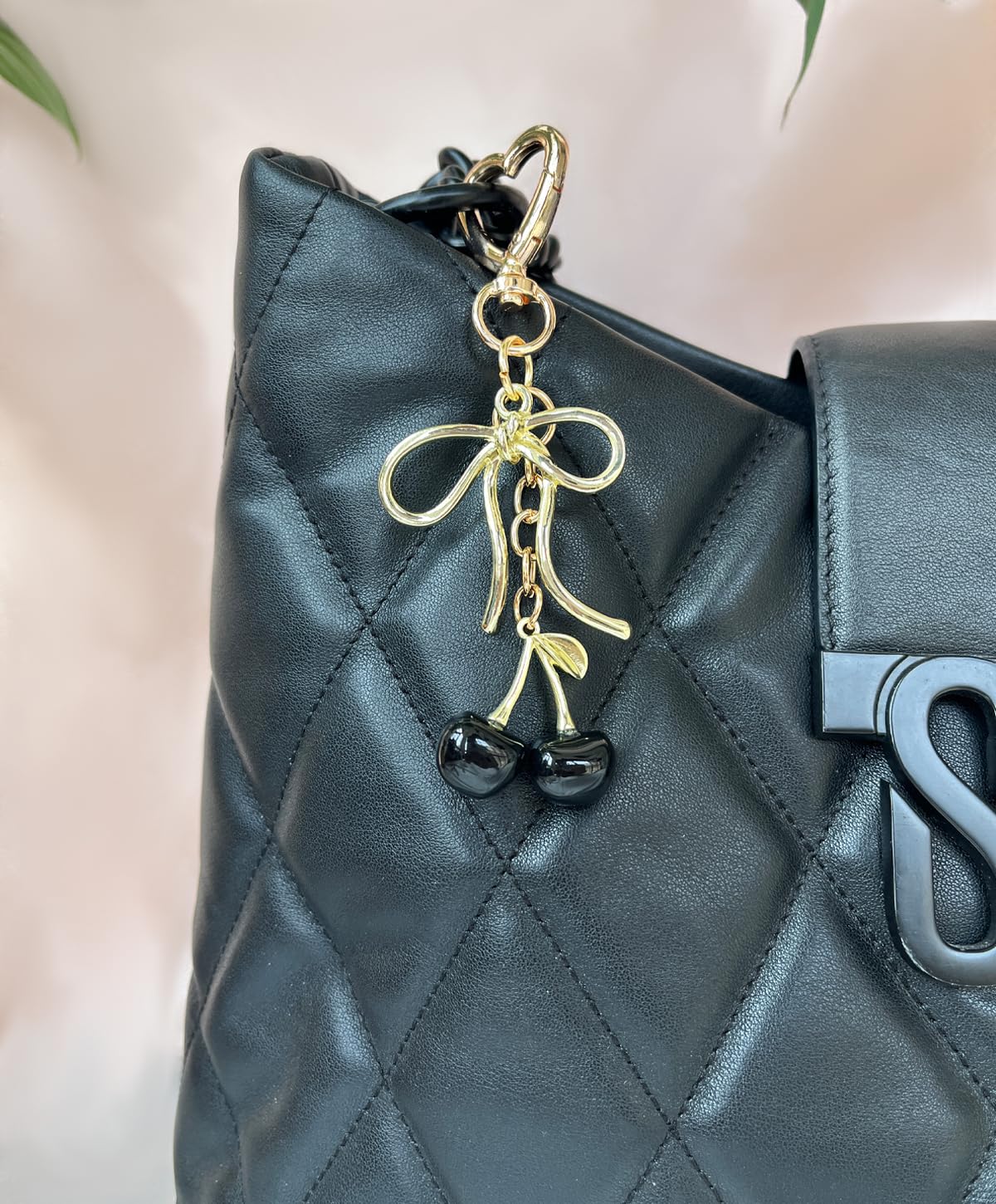 Rikhiua Cute Cherry Keychain Bag Charm Elegant Bow Keychain for Women Friends Family Birthday Christmas Inspirational Gift