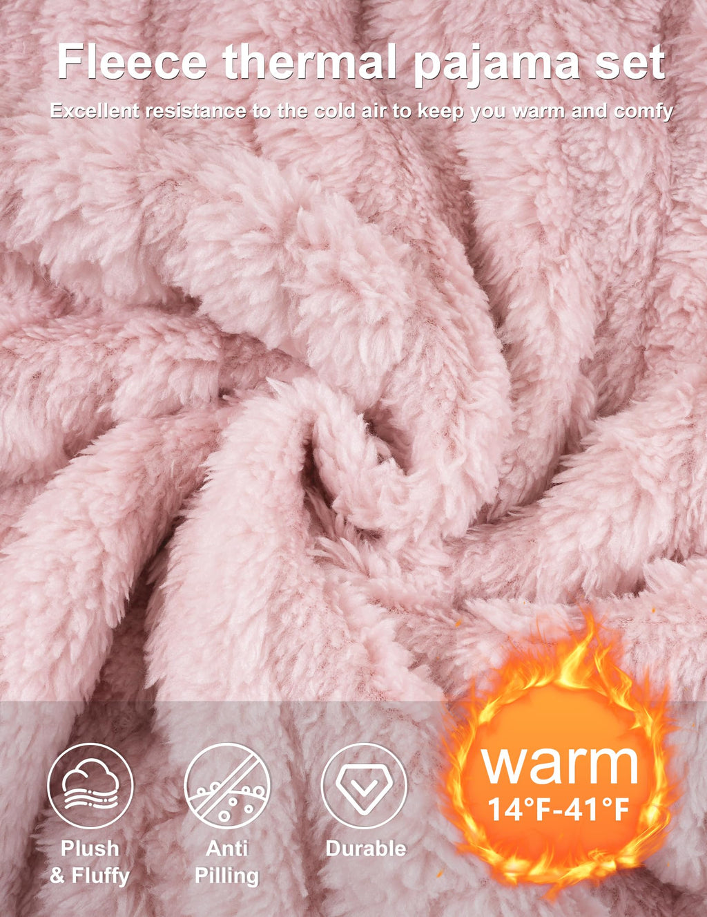 Pajamas Sets for Women Soft Comfy Fluffy Pajama Fleece Pullover Ribbed Pjs Warm Plush Lounge Sleepwear